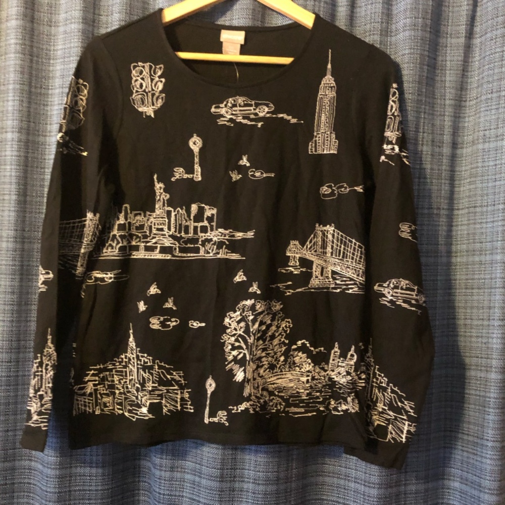 New York, NY - Chico's Embroidered Tee